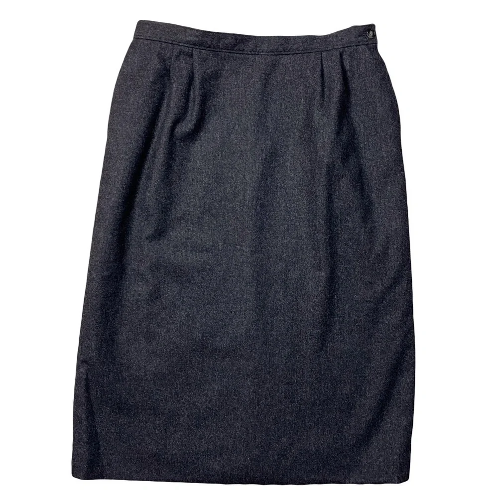 Vtg PENDLETON Wool high rise skirt Midi length Charcoal Gray Womens size 12